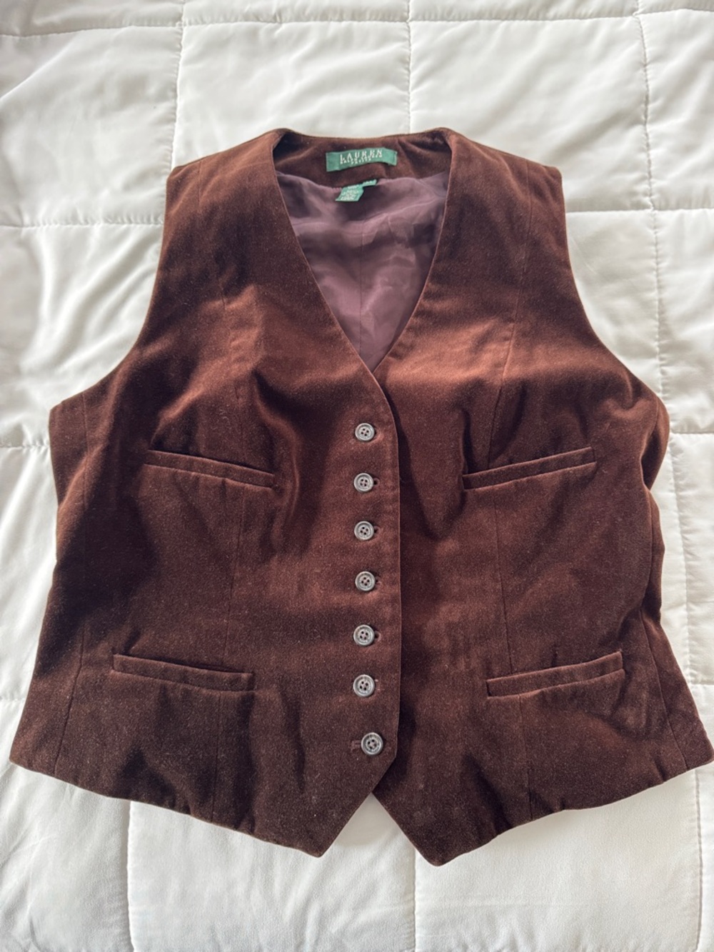 Ralph Lauren Velvet Vest Size Petite L